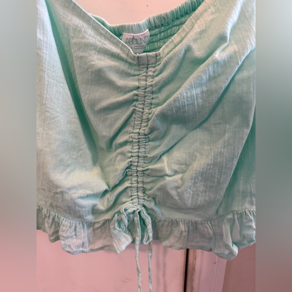 NWOT Abound Cinch Front Gauzy Top Blue Green Size Large - Picture 5 of 6